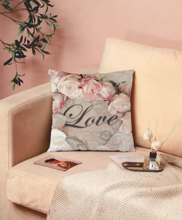 Rose Print Cushion Cover Without Filler