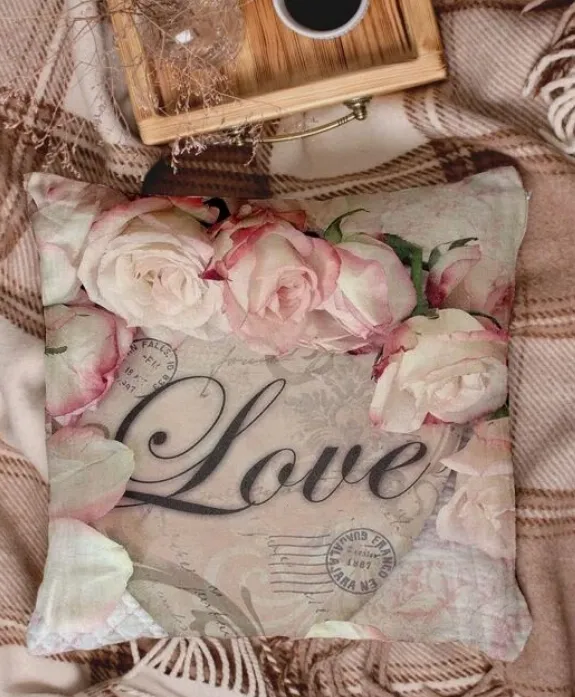 Rose Print Cushion Cover Without Filler