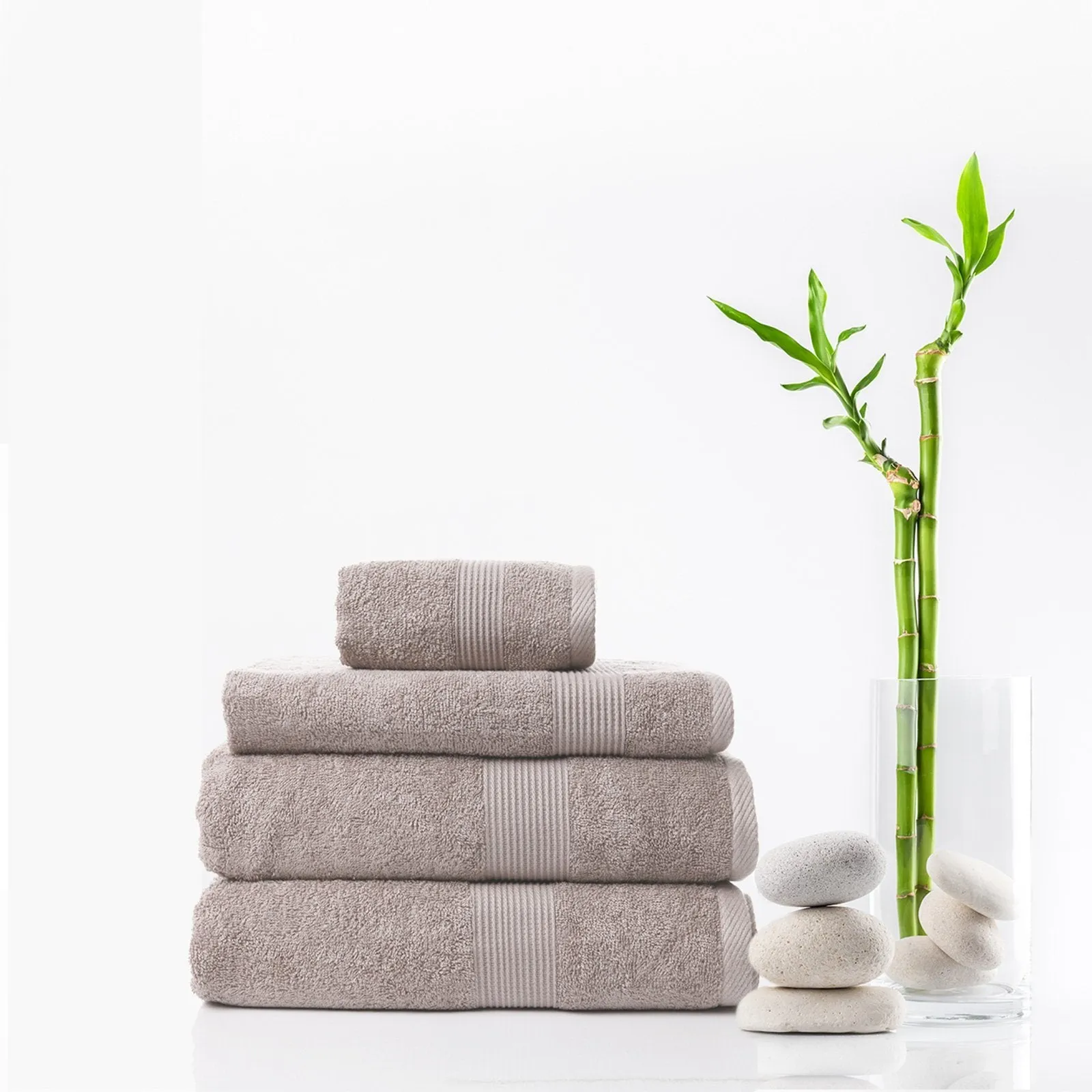 Royal Comfort 4 Piece Cotton Bamboo Towel Set 450GSM Luxurious Absorbent Plush Champagne