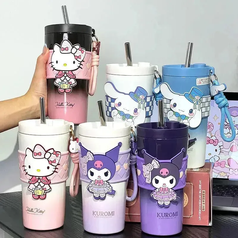 Sanrio Straw Thermos Cup (650 ml)