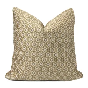 Seville Oatmeal Beige Ogee Tile Chenille Pillow Cover