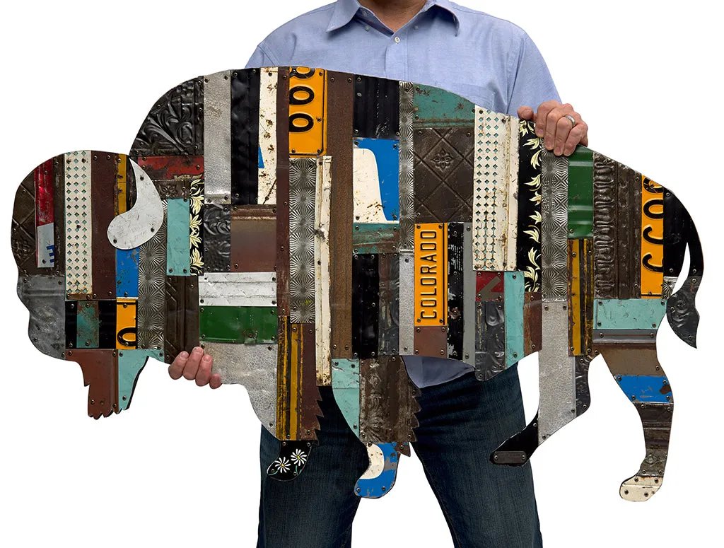 SPECIAL ORDER ON THE RANGE (BUFFALO) original metal wall sculpture