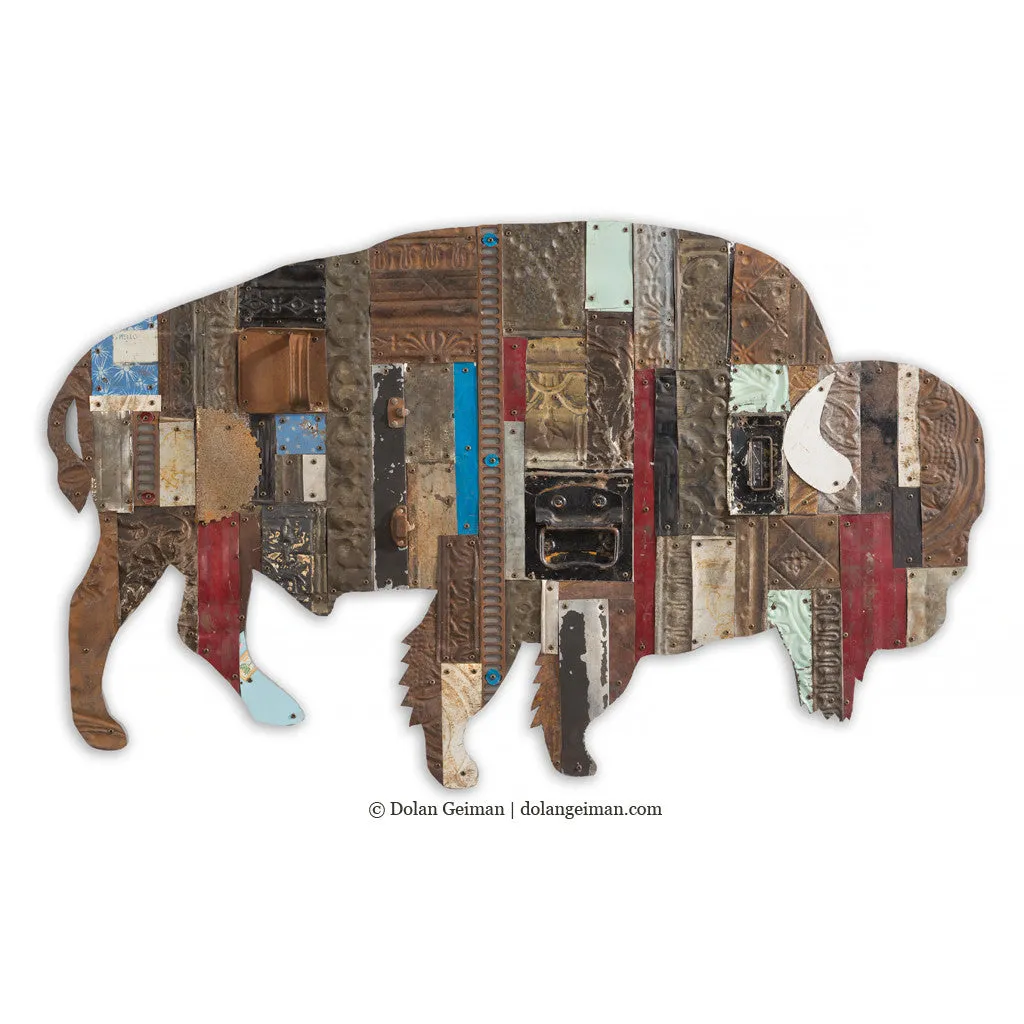 SPECIAL ORDER ON THE RANGE (BUFFALO) original metal wall sculpture