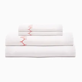 Stitched Coral Organic Sheet Set