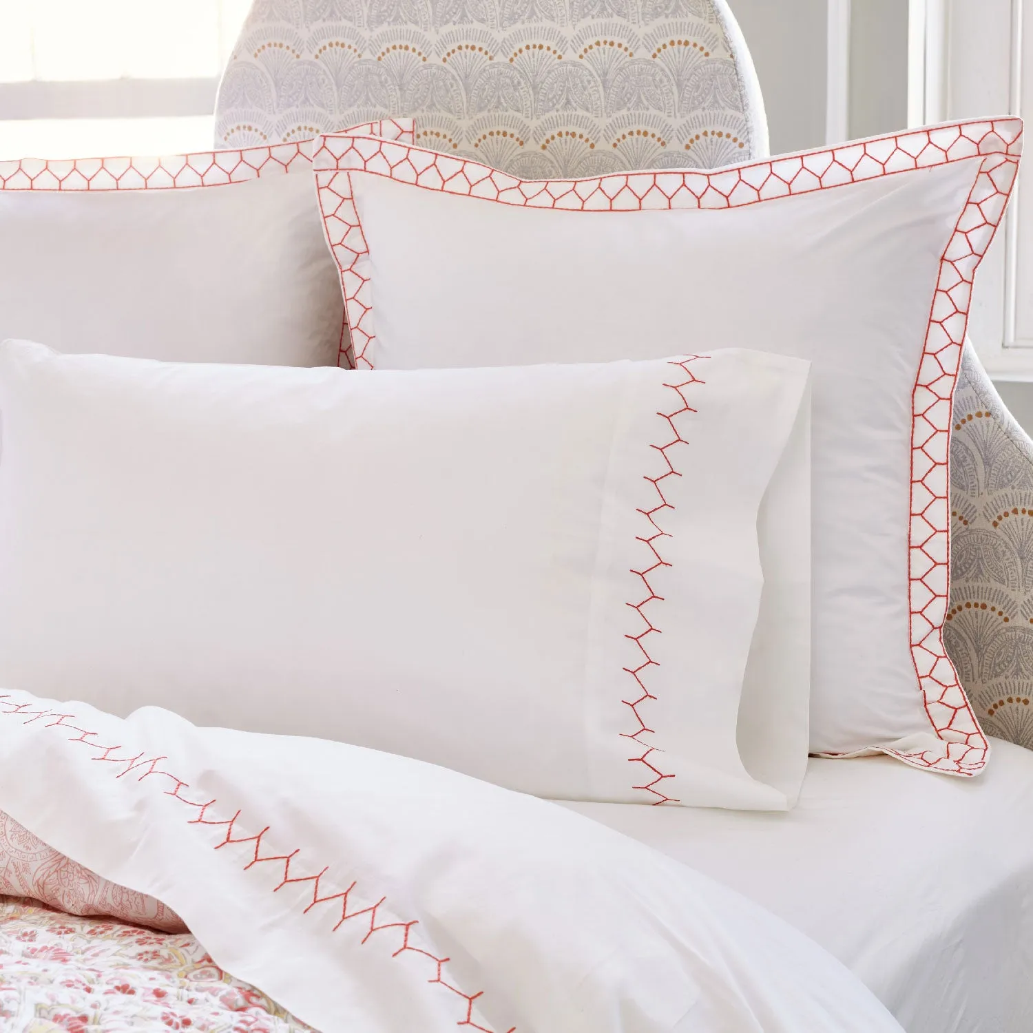 Stitched Coral Organic Sheet Set