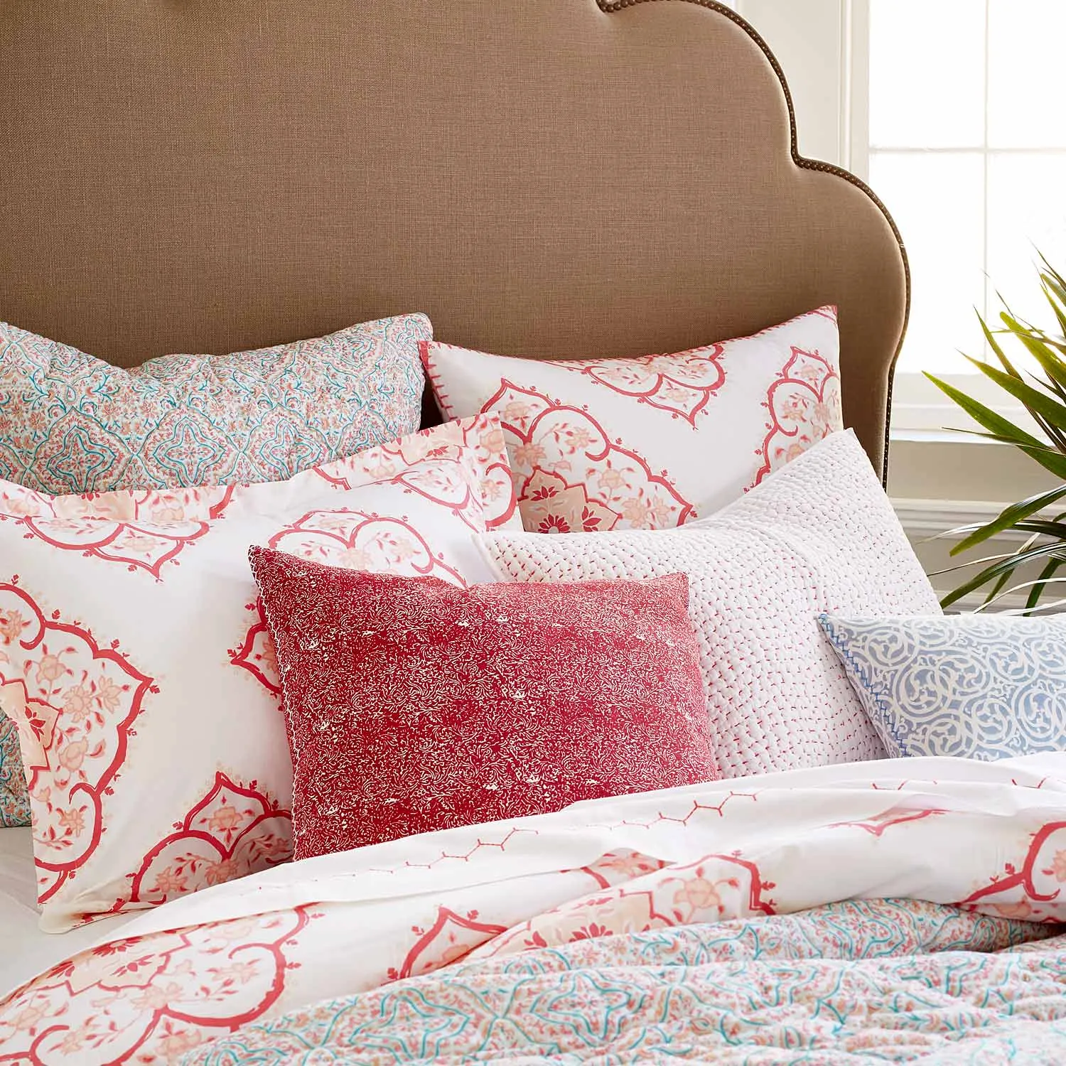 Stitched Coral Organic Sheet Set