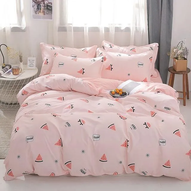 Stripe Leaf Duvet Cover Set Simple Nordic Bedding Set Quilt Cover Bed Sheet King Size Single Double Queen Bed Linens