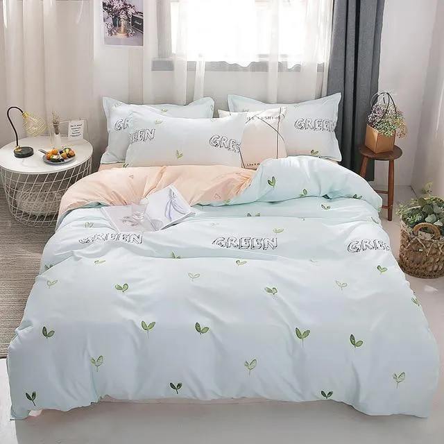 Stripe Leaf Duvet Cover Set Simple Nordic Bedding Set Quilt Cover Bed Sheet King Size Single Double Queen Bed Linens