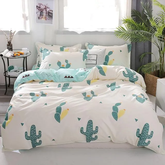 Stripe Leaf Duvet Cover Set Simple Nordic Bedding Set Quilt Cover Bed Sheet King Size Single Double Queen Bed Linens