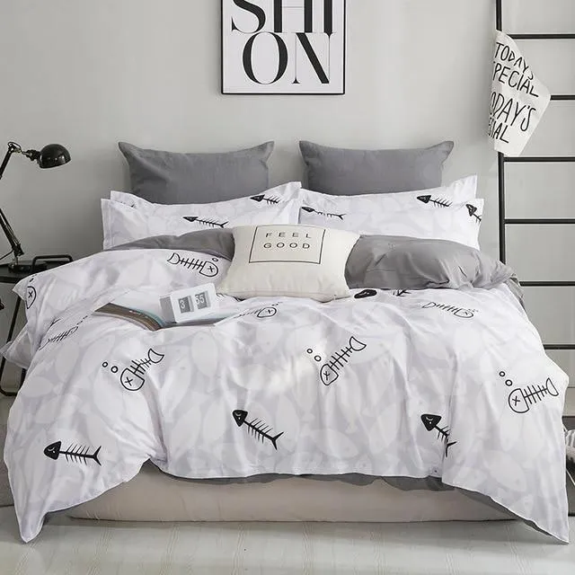 Stripe Leaf Duvet Cover Set Simple Nordic Bedding Set Quilt Cover Bed Sheet King Size Single Double Queen Bed Linens