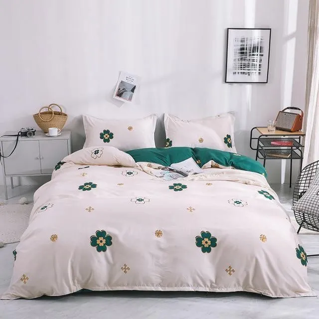 Stripe Leaf Duvet Cover Set Simple Nordic Bedding Set Quilt Cover Bed Sheet King Size Single Double Queen Bed Linens