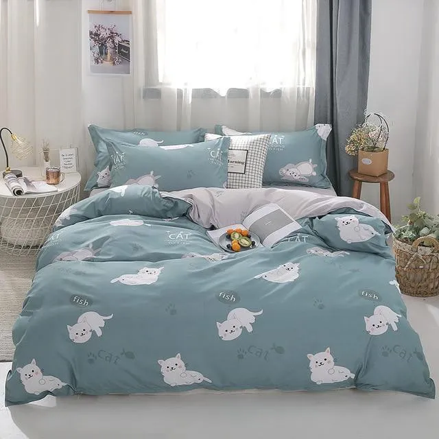 Stripe Leaf Duvet Cover Set Simple Nordic Bedding Set Quilt Cover Bed Sheet King Size Single Double Queen Bed Linens