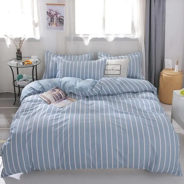 Stripe Leaf Duvet Cover Set Simple Nordic Bedding Set Quilt Cover Bed Sheet King Size Single Double Queen Bed Linens