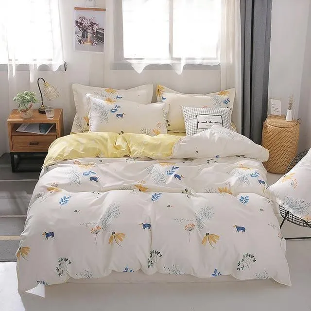 Stripe Leaf Duvet Cover Set Simple Nordic Bedding Set Quilt Cover Bed Sheet King Size Single Double Queen Bed Linens