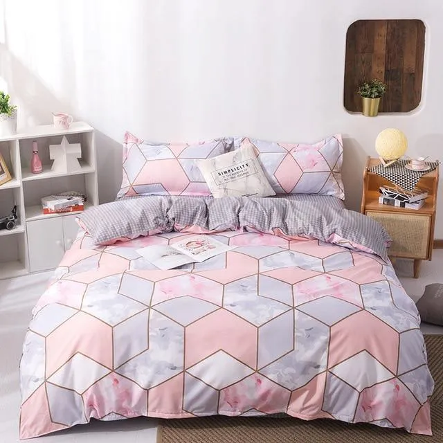 Stripe Leaf Duvet Cover Set Simple Nordic Bedding Set Quilt Cover Bed Sheet King Size Single Double Queen Bed Linens