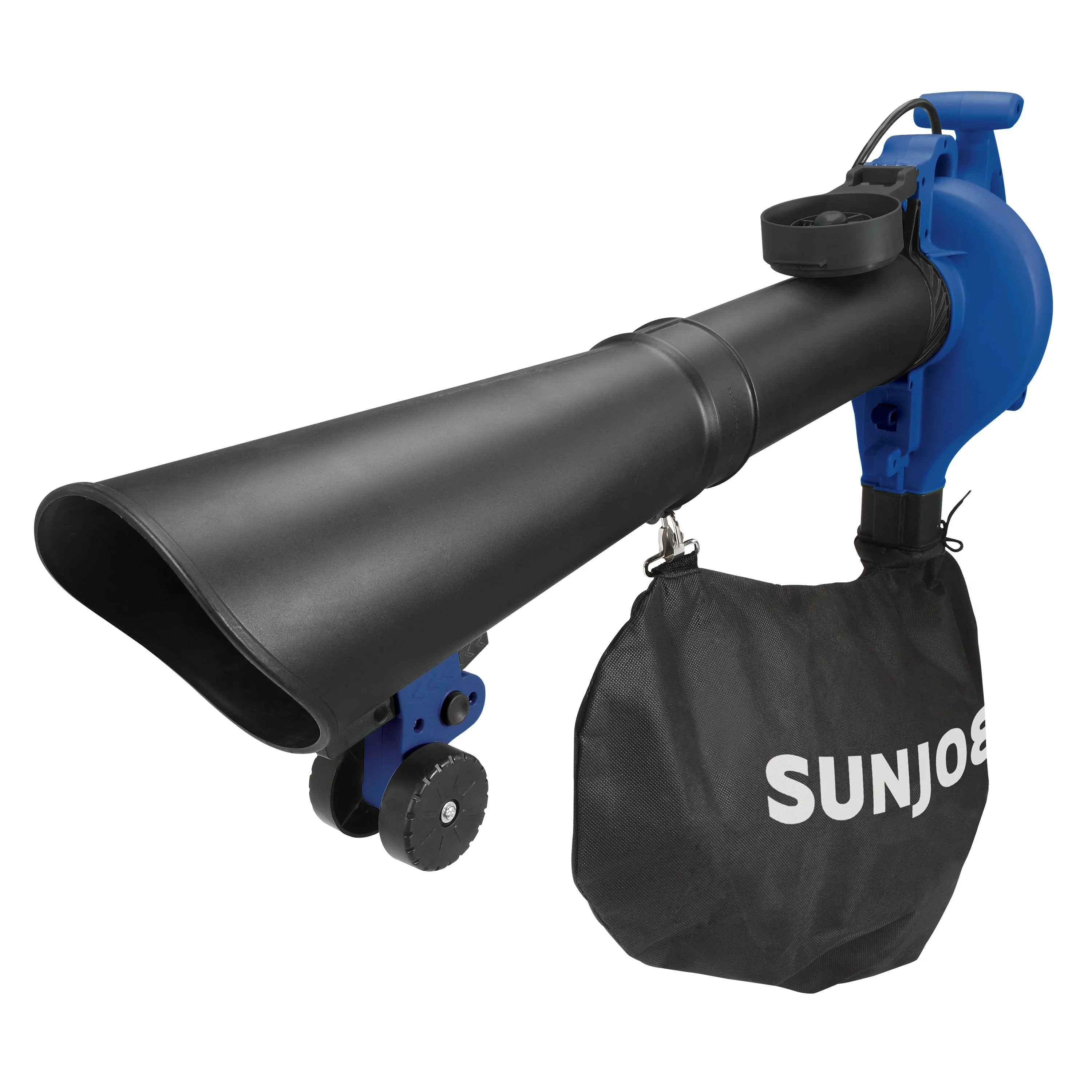 Sun Joe SBJ606E-GA-SJB 4-in-1 Electric Blower | 250 MPH | 14 Amp | Vacuum | Mulcher | Gutter Cleaner (Blue)