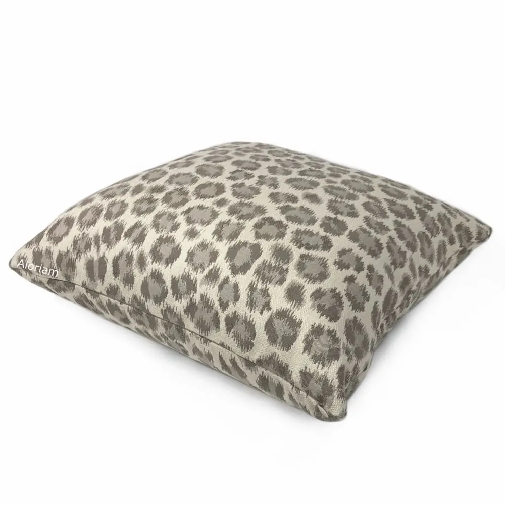 Sunbrella Taupe Brown Cream Leopard Spot Pillow Cover (Performance fabric)