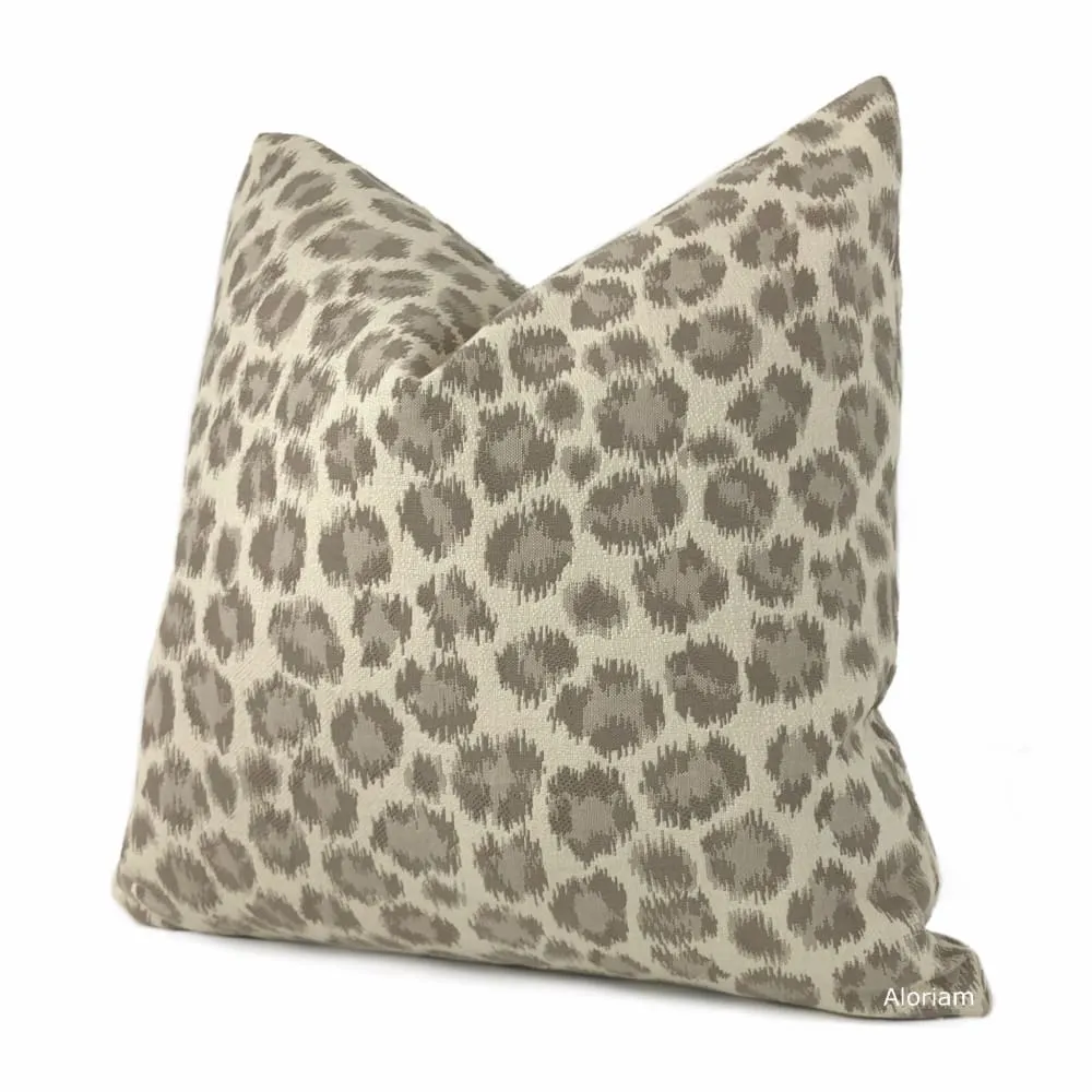 Sunbrella Taupe Brown Cream Leopard Spot Pillow Cover (Performance fabric)