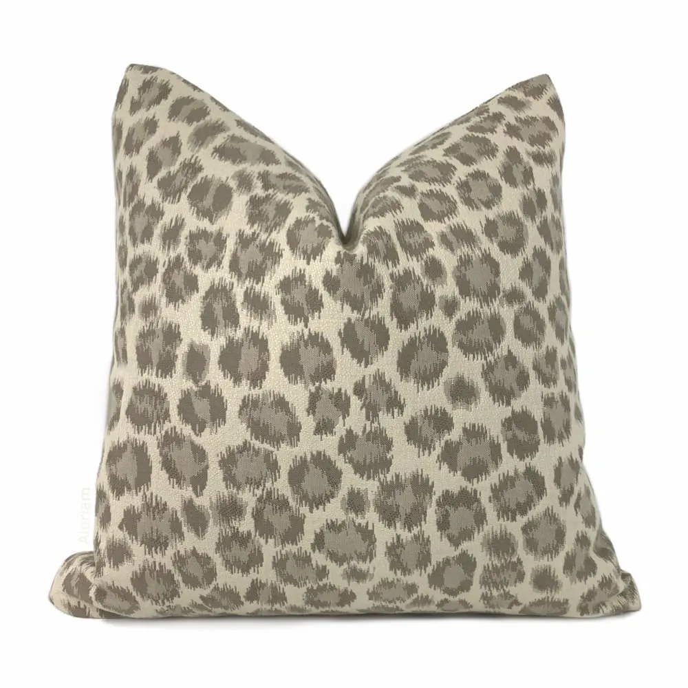 Sunbrella Taupe Brown Cream Leopard Spot Pillow Cover (Performance fabric)