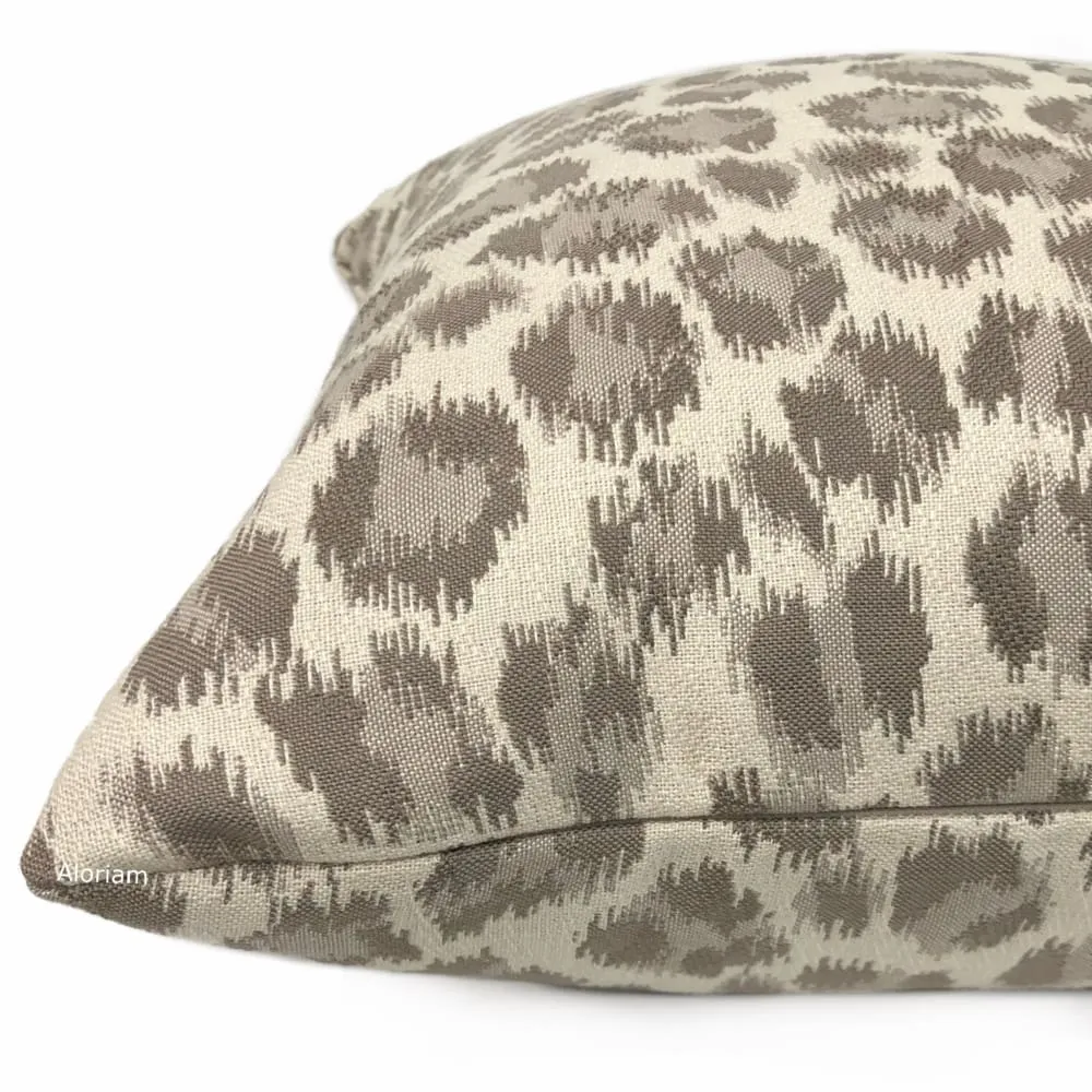 Sunbrella Taupe Brown Cream Leopard Spot Pillow Cover (Performance fabric)