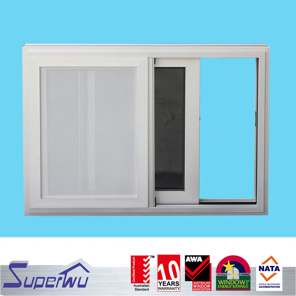 Superwu Aluminum Alloy Double Glazed Glass Sliding Window With Mosquito Net