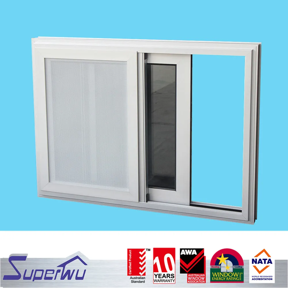 Superwu Aluminum Alloy Double Glazed Glass Sliding Window With Mosquito Net