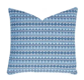 Tarnby Stripe Pillow: Blue and Pink Pillow Cover / Schumacher Pillow Case / Schumacher Sky Blue Pillow Cover