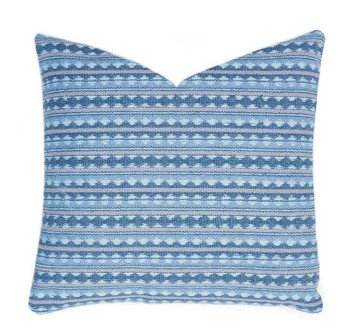 Tarnby Stripe Pillow: Blue and Pink Pillow Cover / Schumacher Pillow Case / Schumacher Sky Blue Pillow Cover