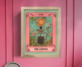 The Coffee Tarot Card - Coffee Bar Art - Witchy Kitchen Print - Witchy Bar Art - Gothic Kitchen Sign - French Press Print