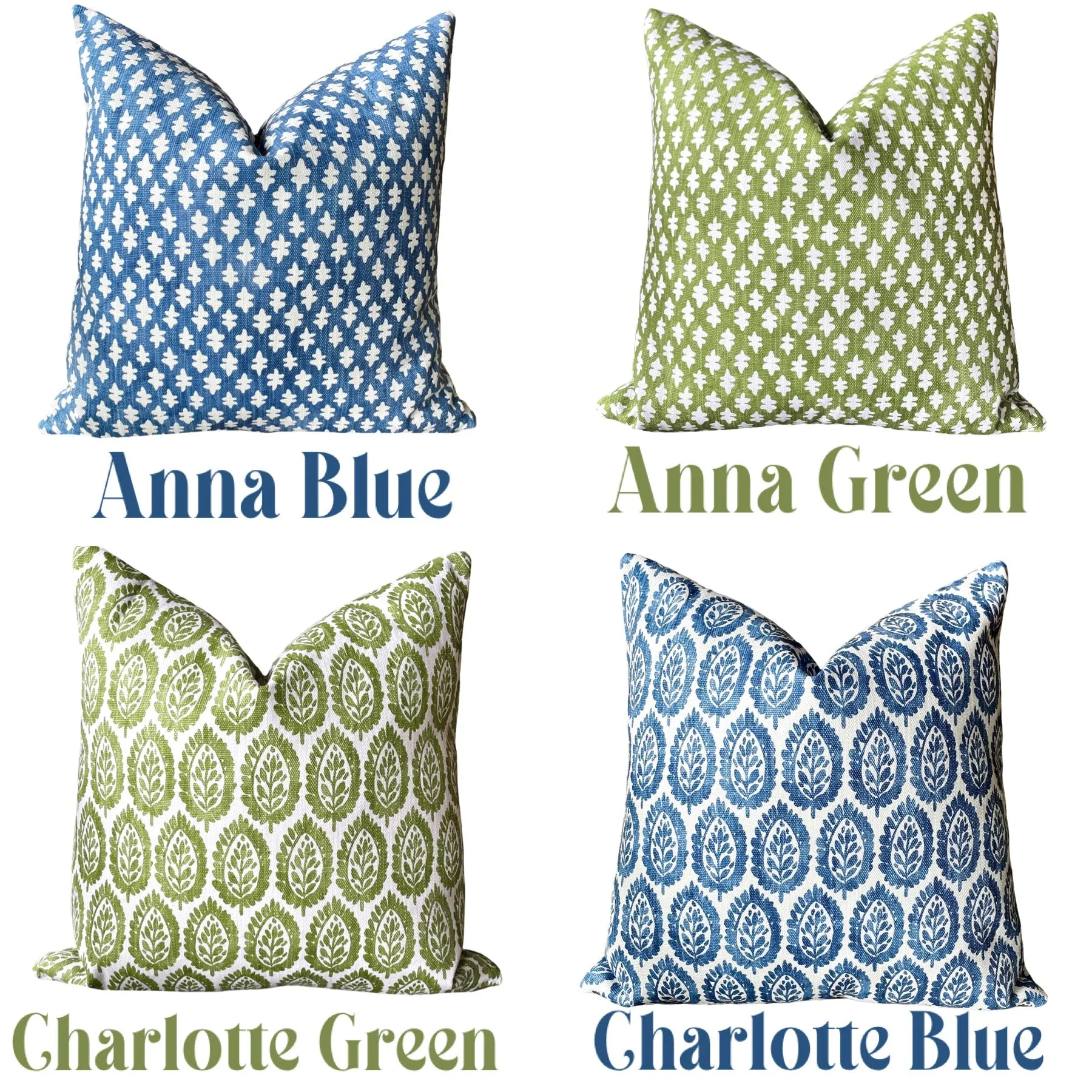 The Willow Collection: Blue, Green, & White Mix and Match Decorative Pillow Covers