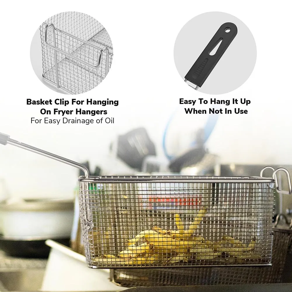 TheLAShop 8" Large Fryer Basket Replacement with Hook 6.6lbs