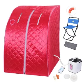 TheLAShop Portable Sauna Tent Steam SPA w/ Chair Remote Rose Red 2L