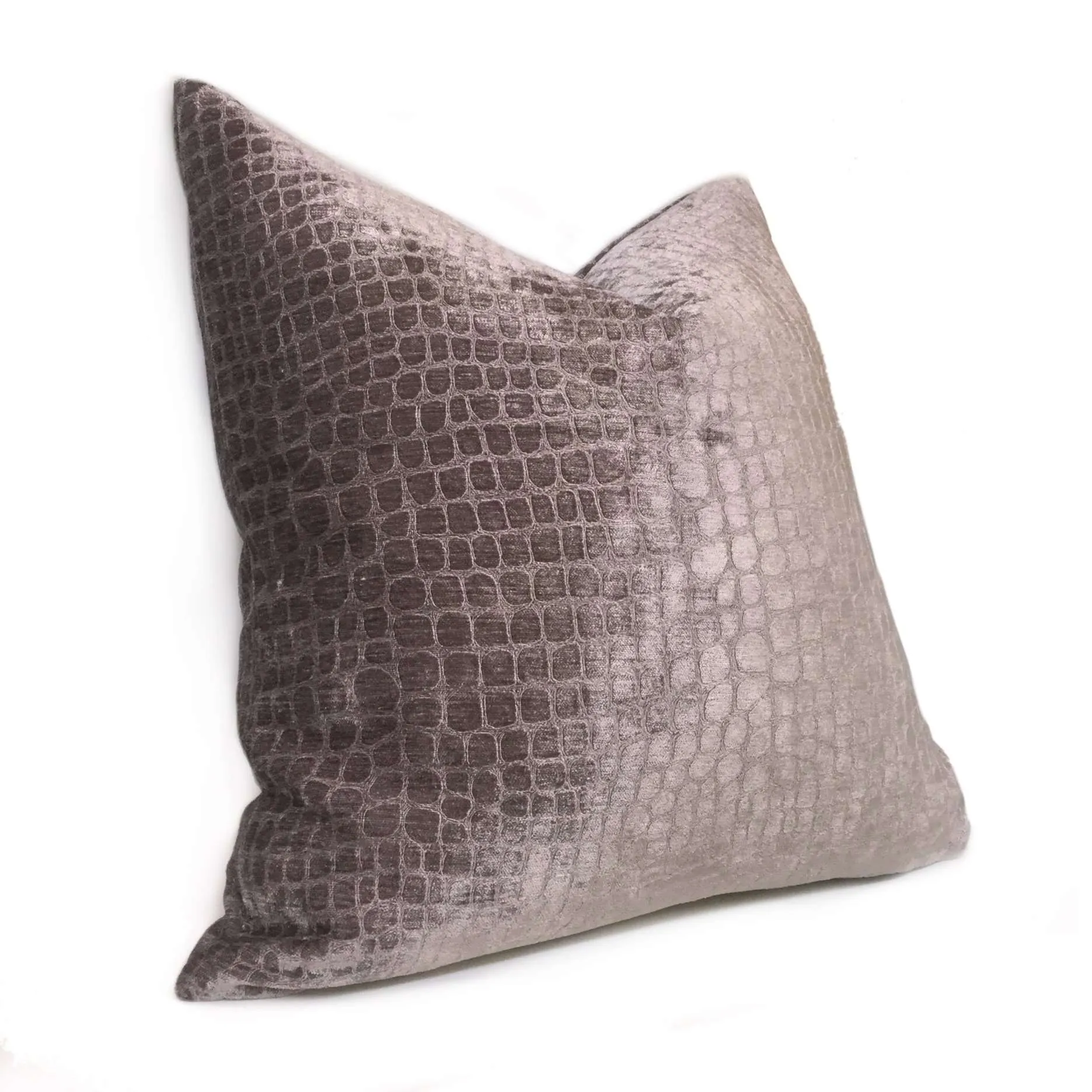 Thistle Light Purple Gray Crocodile Alligator Shiny Chenille Velvet Pillow Cover