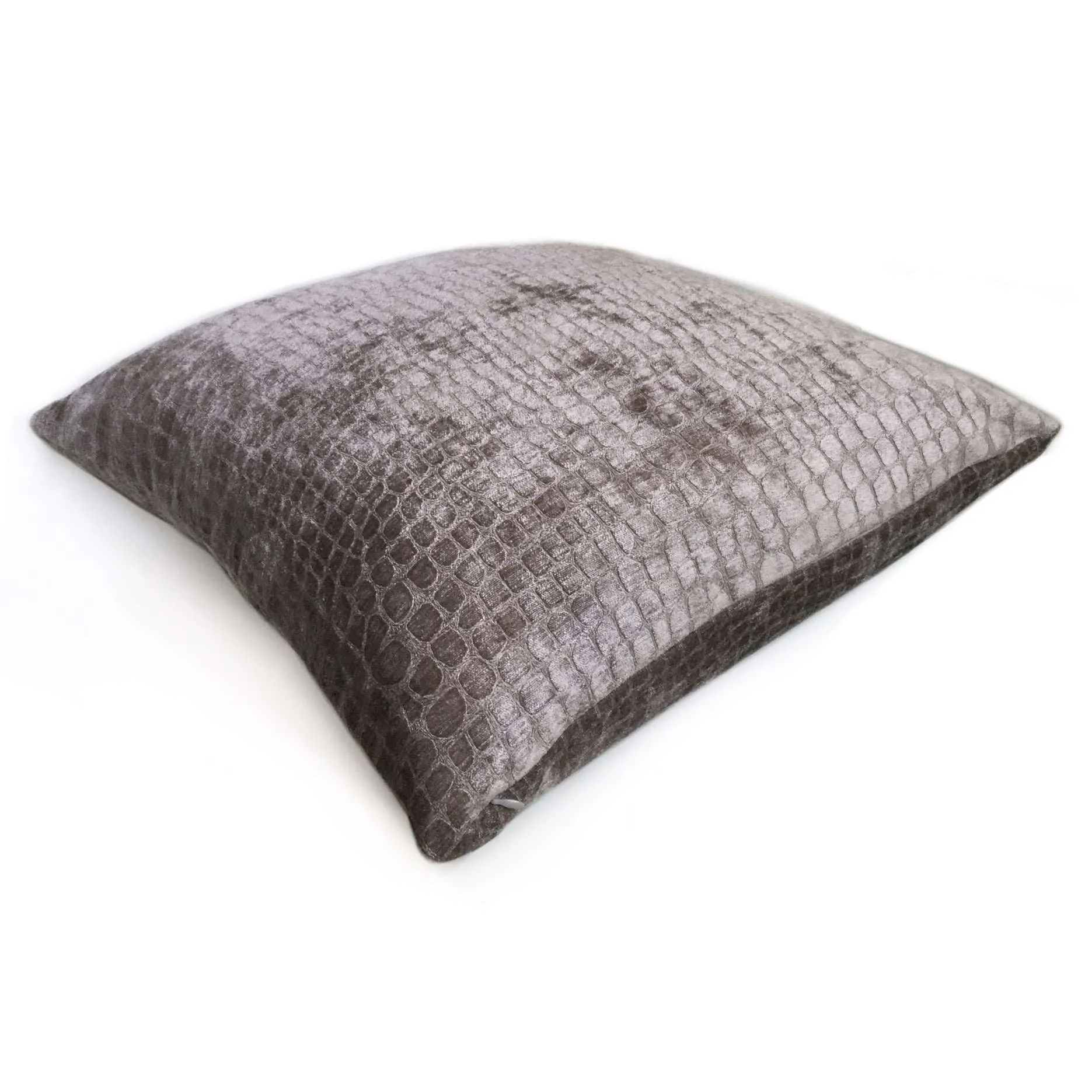 Thistle Light Purple Gray Crocodile Alligator Shiny Chenille Velvet Pillow Cover