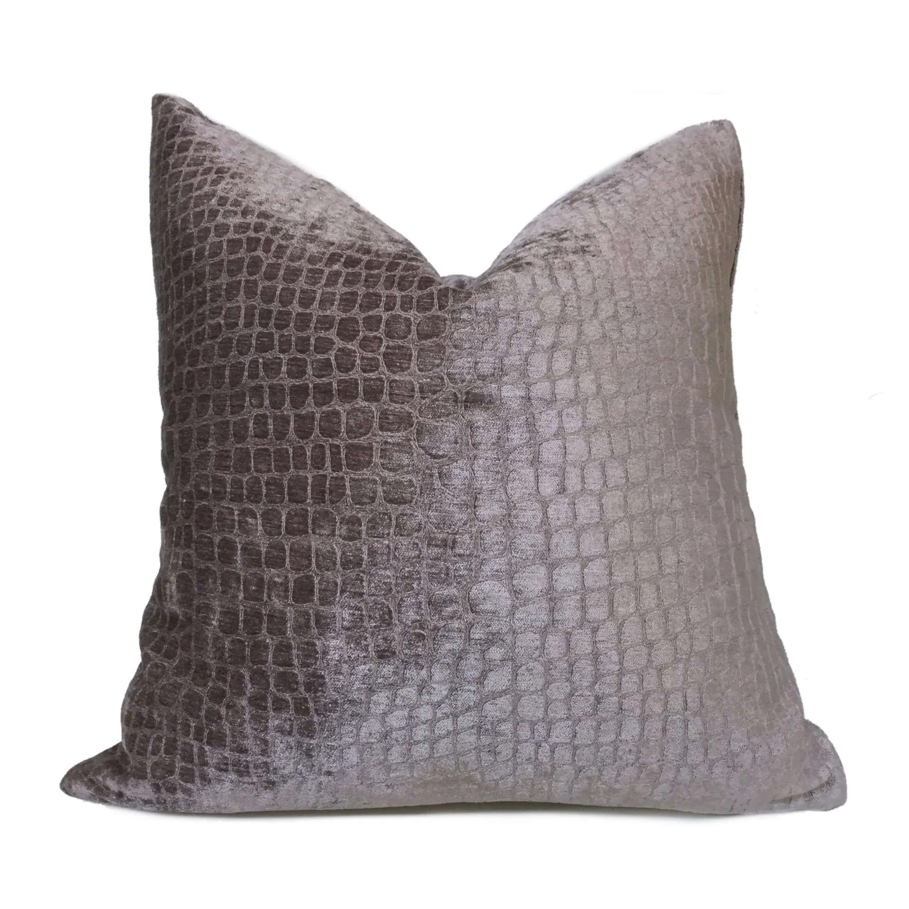 Thistle Light Purple Gray Crocodile Alligator Shiny Chenille Velvet Pillow Cover