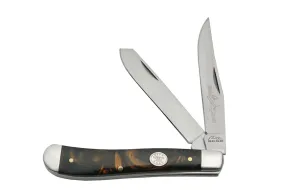 Traditional 2-Blade Trapper Pocket Knife - Natural Brown and Black Pearl