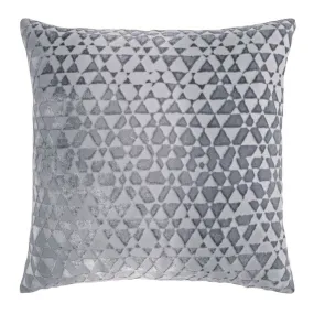 Triangles Silver Gray Velvet Pillows by Kevin O’Brien Studio