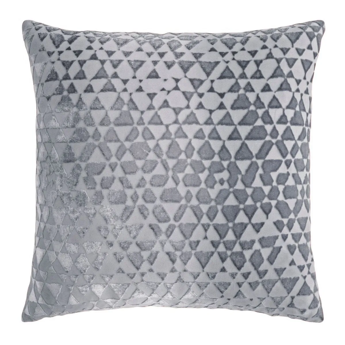 Triangles Silver Gray Velvet Pillows by Kevin O’Brien Studio