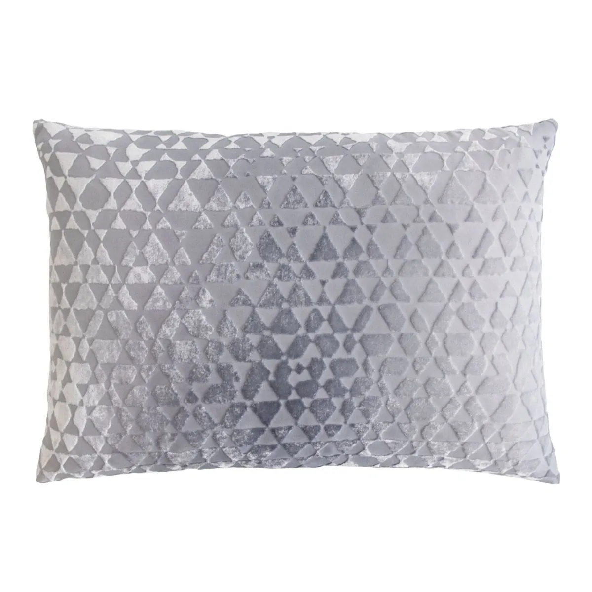 Triangles Silver Gray Velvet Pillows by Kevin O’Brien Studio