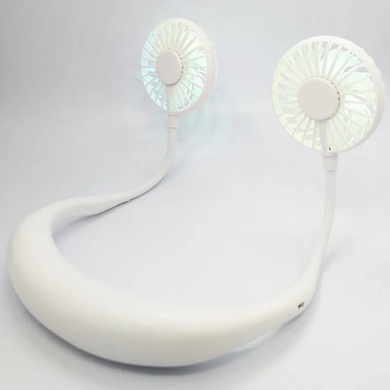 USB Fan luminous neck fan charging mini portable small fan