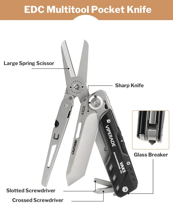 VAK5 Multitool Pocket Knife, EDC Scissor