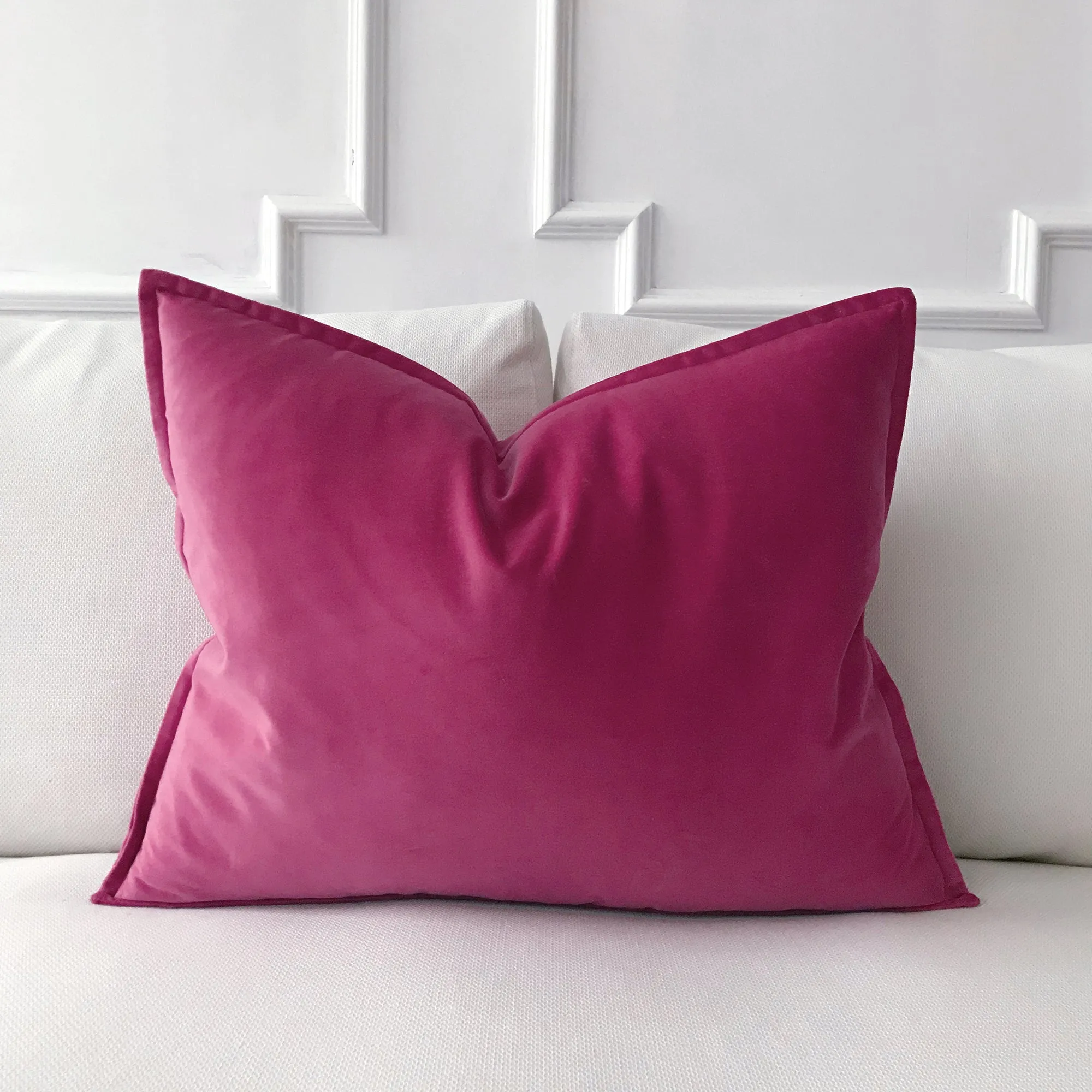 Velvet Standard Sham 20x27 in Hot Pink