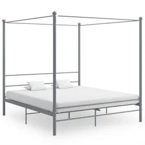 vidaXL Canopy Bed Frame without Mattress Grey Metal 200x200 cm