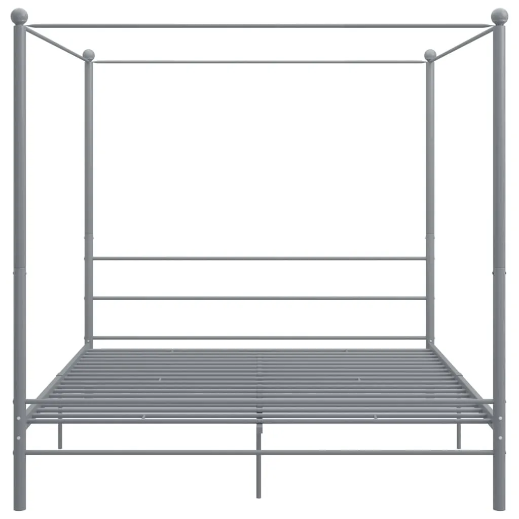 vidaXL Canopy Bed Frame without Mattress Grey Metal 200x200 cm