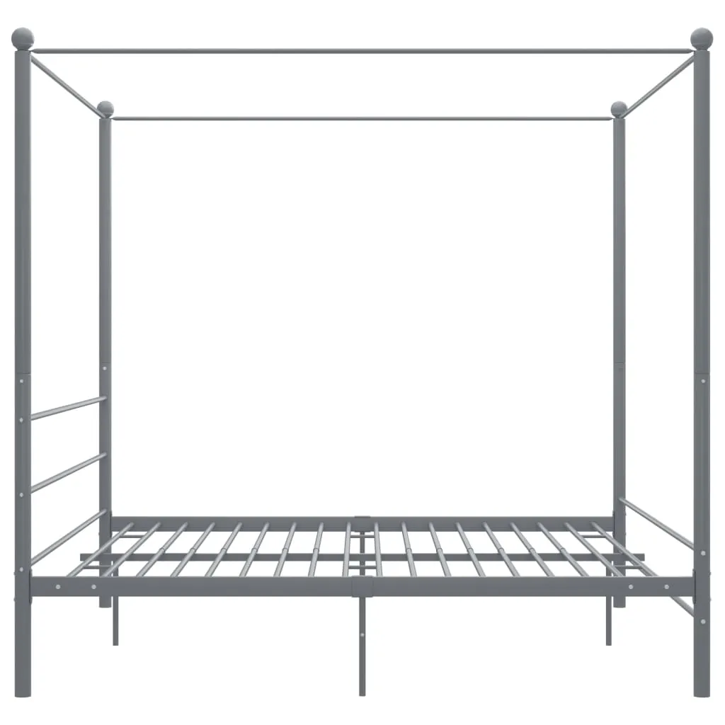 vidaXL Canopy Bed Frame without Mattress Grey Metal 200x200 cm