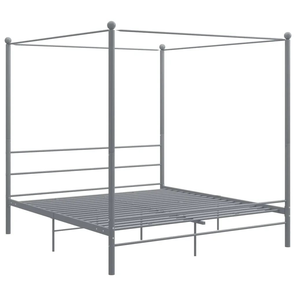 vidaXL Canopy Bed Frame without Mattress Grey Metal 200x200 cm