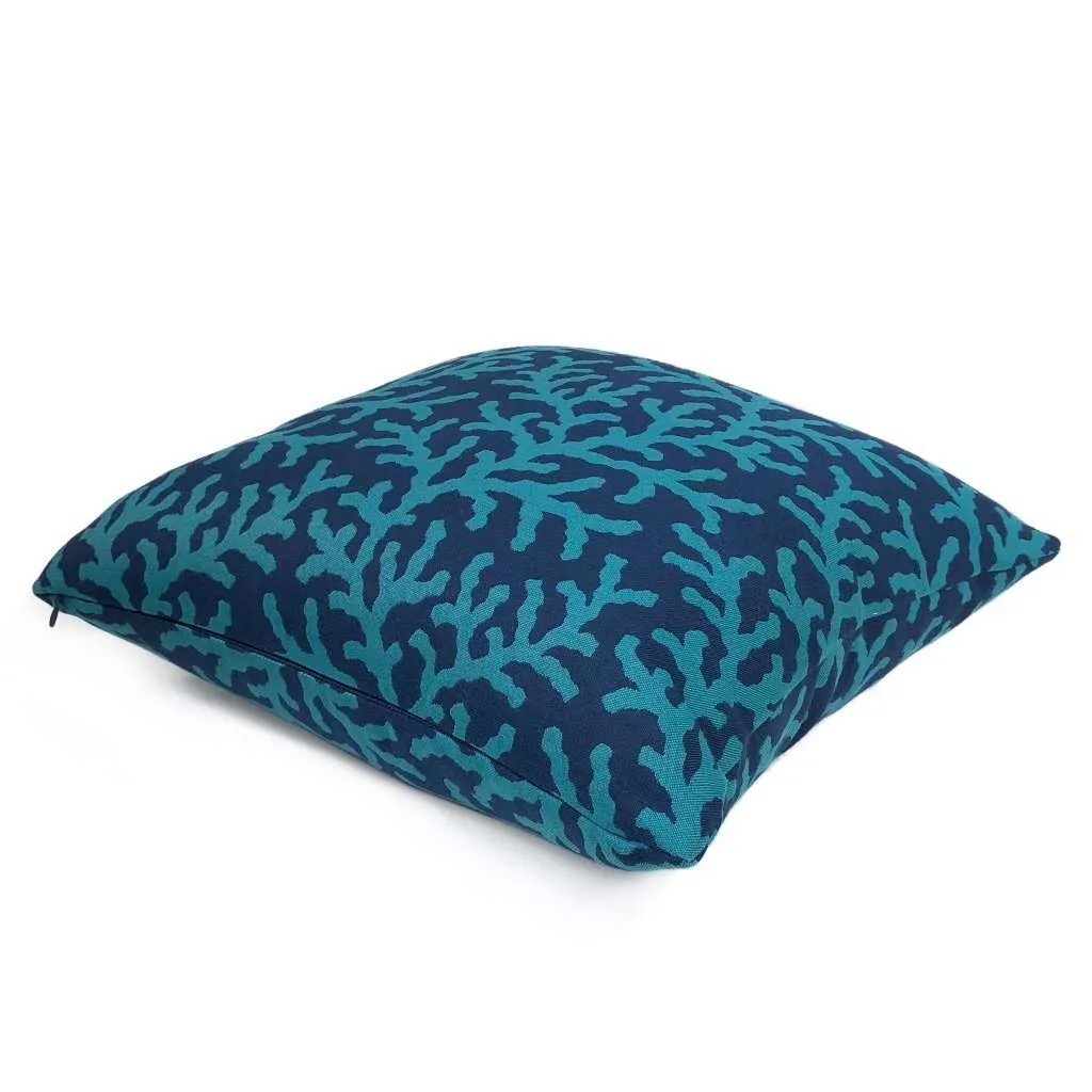 Waikiki Navy Blue & Turquoise Coral Reef Pillow Cover