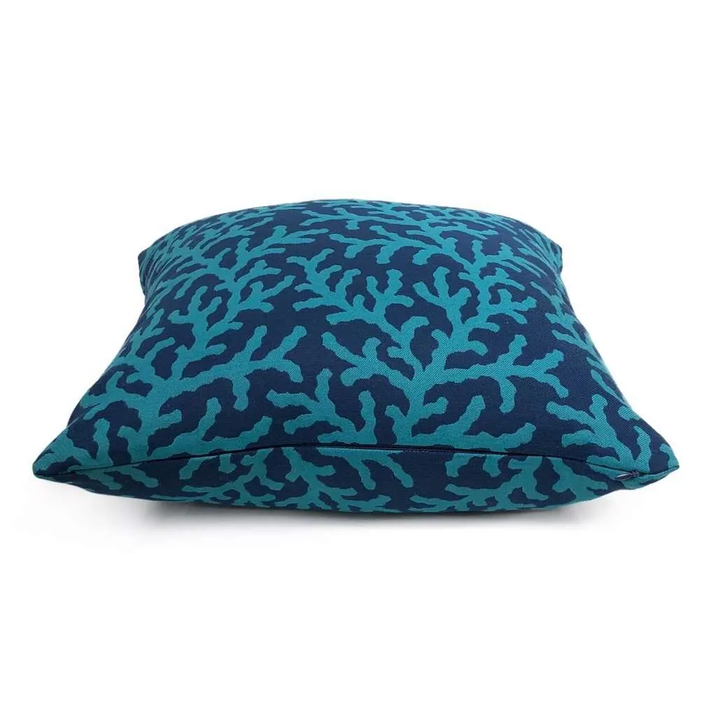 Waikiki Navy Blue & Turquoise Coral Reef Pillow Cover