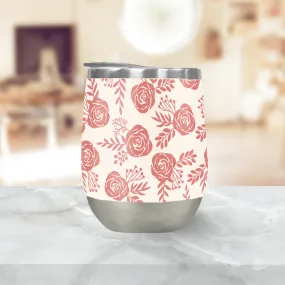 Warm Pink Floral Wine Tumbler