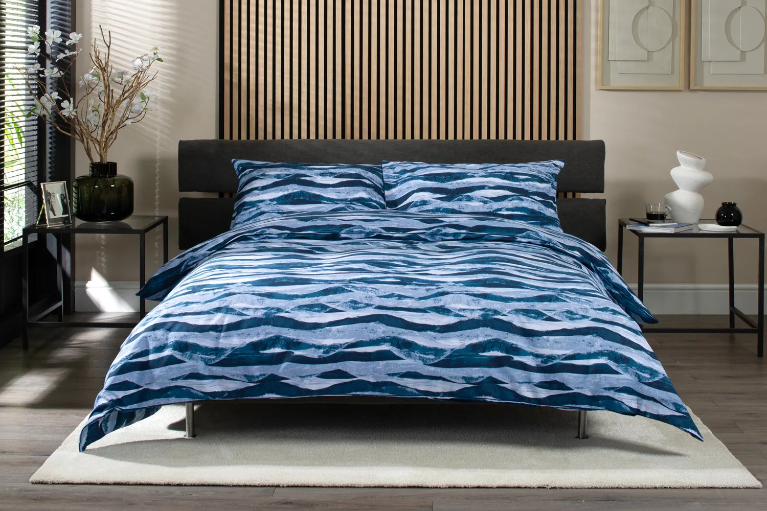 Waves Printed Percale 100% Cotton Bedding Duvet Set